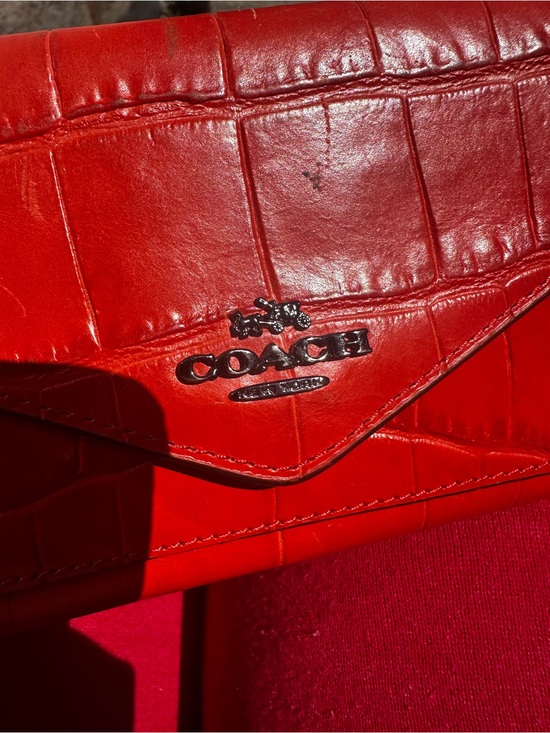 Coach Handbags - Beautiful Coral Orange Leather COACH wallet alligator skin texture